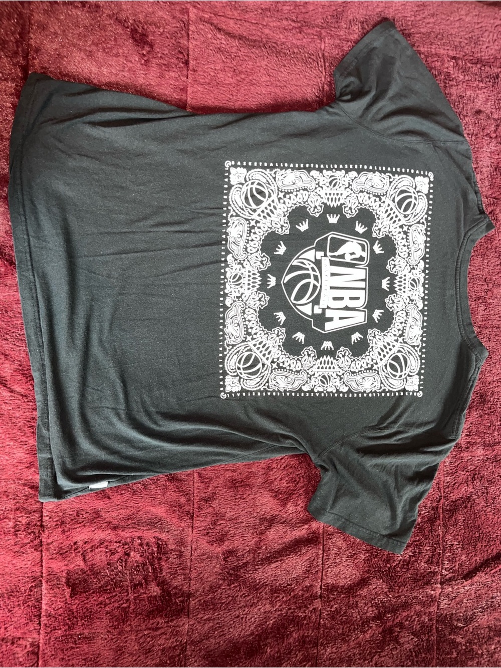 NBA Black Short Sleeve Graphic Tee with White Bandana Logo